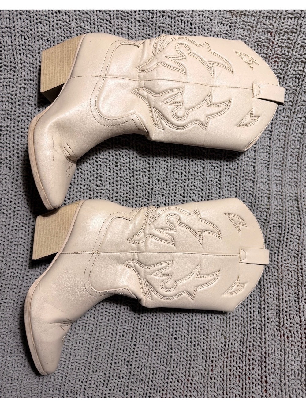 SODA Women’s Size 10 M Ivory Cream Western Cowboy Boots Embroidered Knee High